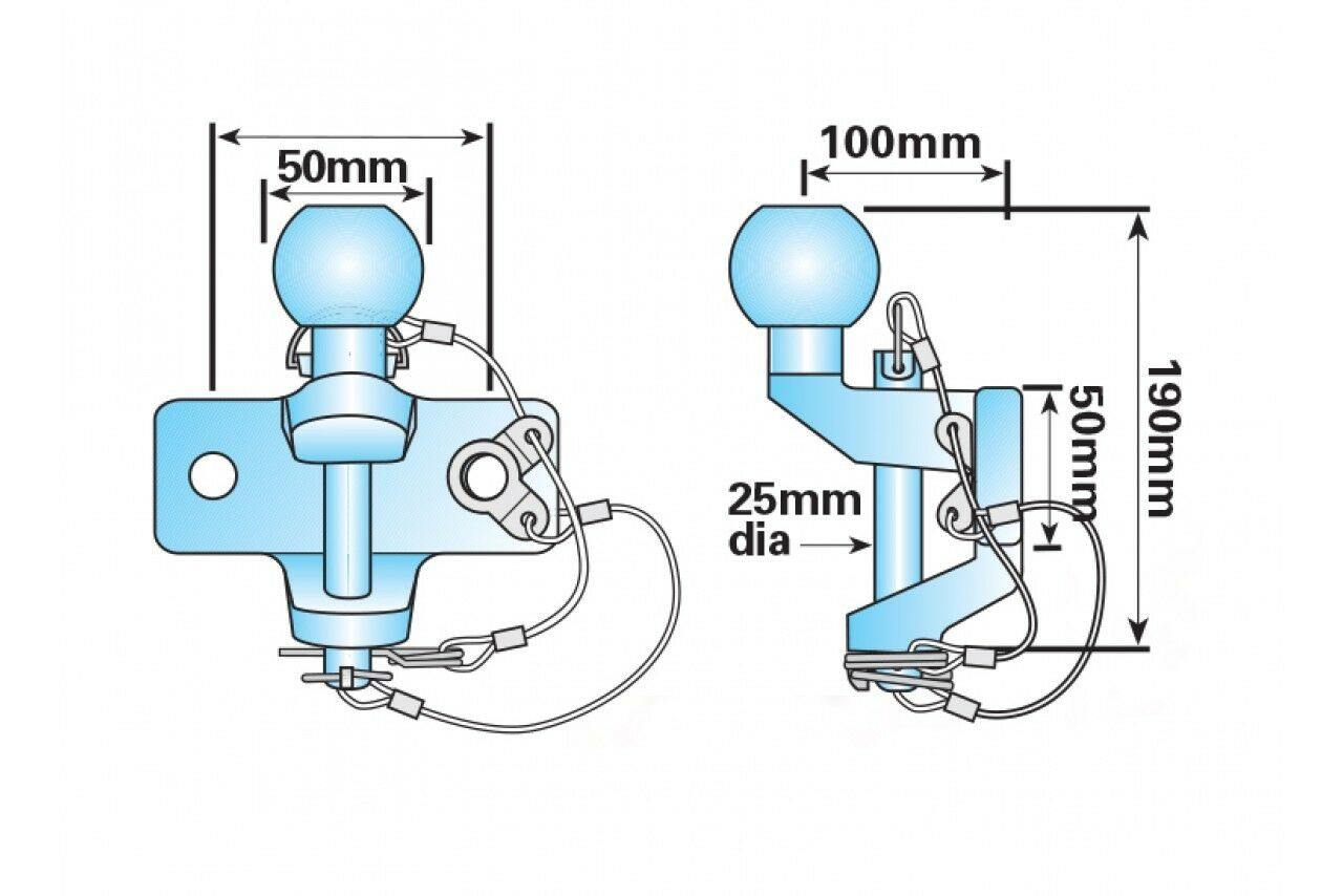 Tow Bar Tow Ball And Pin Coupling Hitch All 50Mm Vehicles Genuine Maypole Mp87 - Mid-Ulster Rotating Electrics Ltd