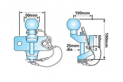 Tow Bar Tow Ball And Pin Coupling Hitch All 50Mm Vehicles Genuine Maypole Mp87 - Mid-Ulster Rotating Electrics Ltd