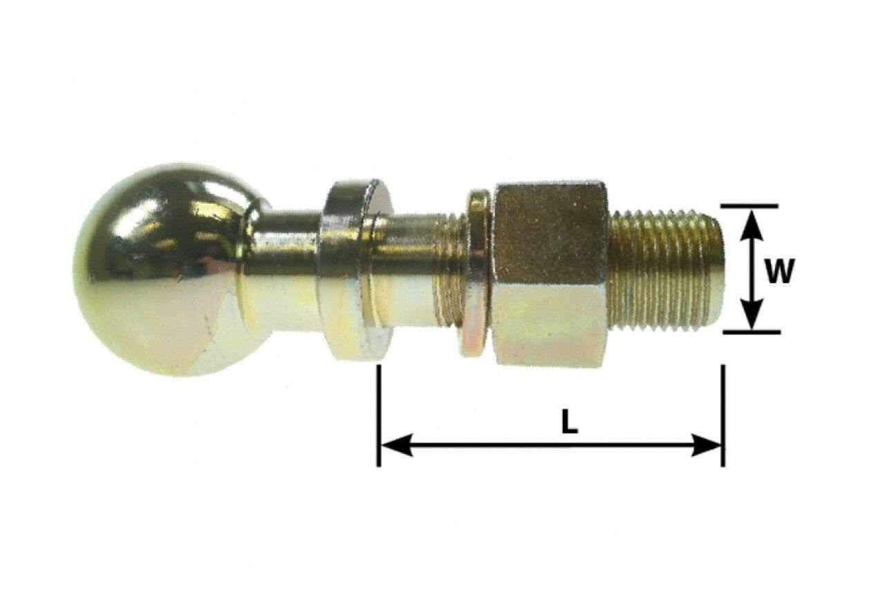 Tow Ball Pin 22Mm Short Threaded 1250Kg 50Mm Load 70Mm 22Mm Quad Maypole Mp48122 - Mid-Ulster Rotating Electrics Ltd