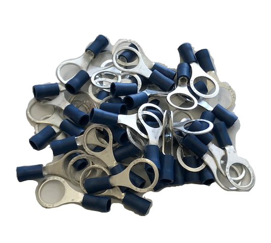 100 X 10Mm M10 Blue Ring Terminals Insulated S Electrical Crimp Ctie Uk T2R10 - Mid-Ulster Rotating Electrics Ltd