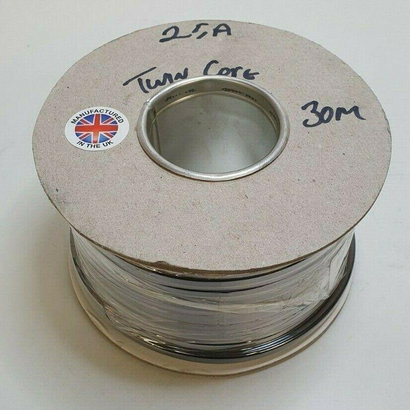 30M Reel 25 Amp 2 Core Flat Twin Automarine 12V 24V Thin Wall Car Cable Wire - Mid-Ulster Rotating Electrics Ltd
