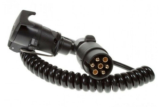 7 Pin Plug & Socket Extension Lead Curly 1.5M 12N Trailer Lights Maypole Mp5885 - Mid-Ulster Rotating Electrics Ltd