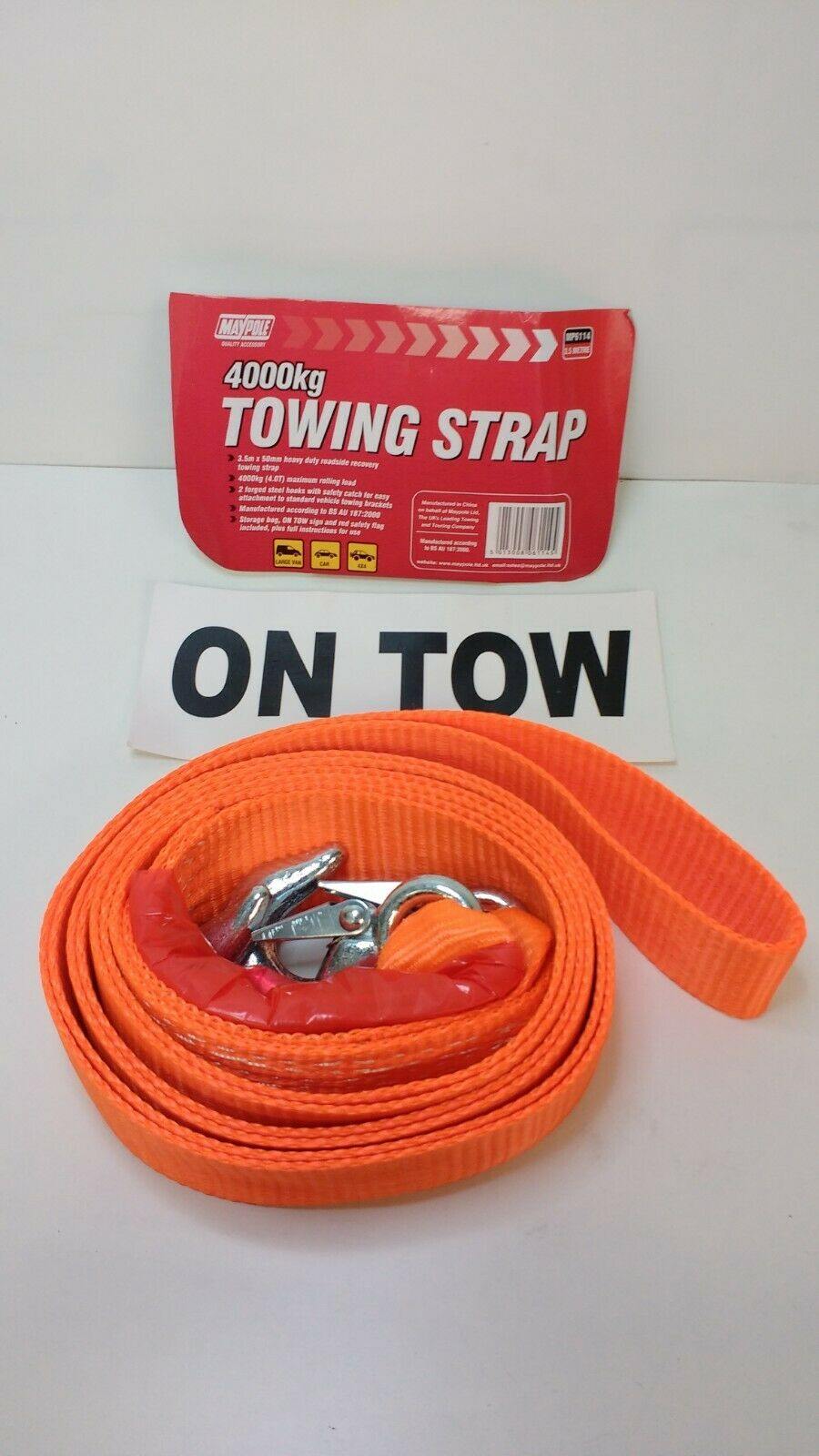 Towing Strap Breakdown Recovery 3.5M Meters 4000Kg Heavy Duty Maypole Mp6114 - Mid-Ulster Rotating Electrics Ltd