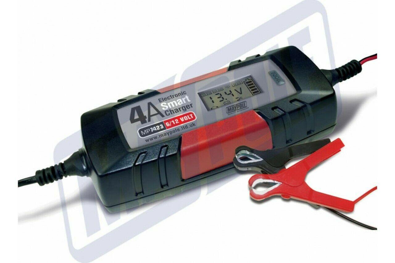 Smart Battery Charger 4A 6V 12V Automatic Electronic Maintenance Maypole Mp7423 - Mid-Ulster Rotating Electrics Ltd