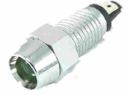 Green Led Light Round 12V With Chrome Look Bezel Fits 8Mm Hole Robinson K173 - Mid-Ulster Rotating Electrics Ltd