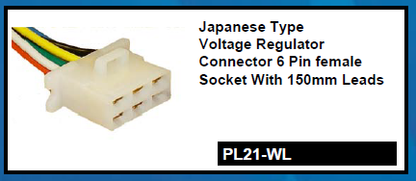 6 Pin Voltage Regulator Plug Japanese Type Connector 150Mm Lead Mure Pl21-Wl - Mid-Ulster Rotating Electrics Ltd