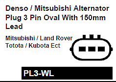 3 Pin Alternator Plug Denso Mitsubishi Connector Wire 300Mm Long Mure Pl3-Wl - Mid-Ulster Rotating Electrics Ltd