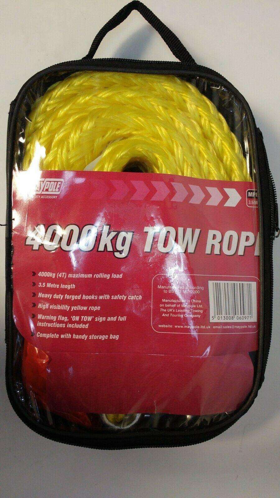 Tow Rope With Forged Hooks 4M Meters 4000Kg Breakdown Tow Strap Maypole Mp6097 - Mid-Ulster Rotating Electrics Ltd