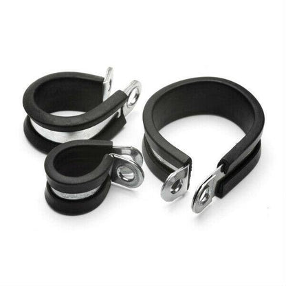 5 X Rubber Lined P Clip Black Size 6 Cable Pipe Wire 6.4Mm Pclip C-Tie Crlpc2 - Mid-Ulster Rotating Electrics Ltd