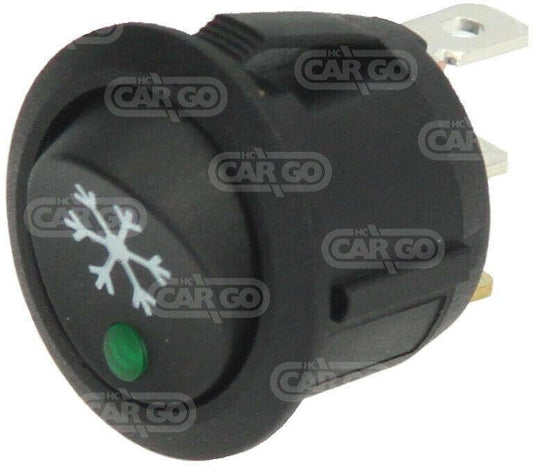 On Off Mini Round Rocker Switch 12V Green Led Aircon Symbol Cargo 182880 - Mid-Ulster Rotating Electrics Ltd