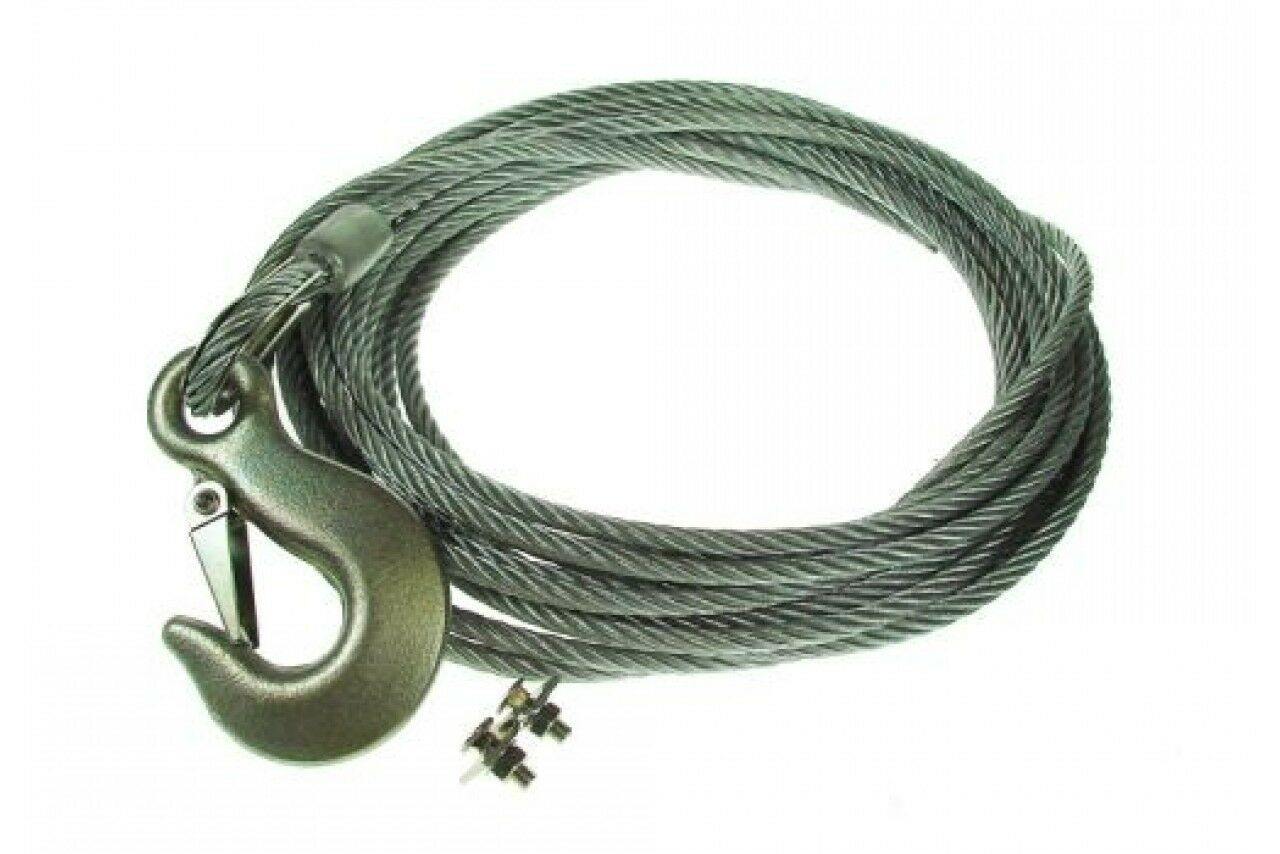 Winch Strap Steel Rope 6Mm Forged Hook & Fixing Kit 8M Maypole Mp1450 - Mid-Ulster Rotating Electrics Ltd