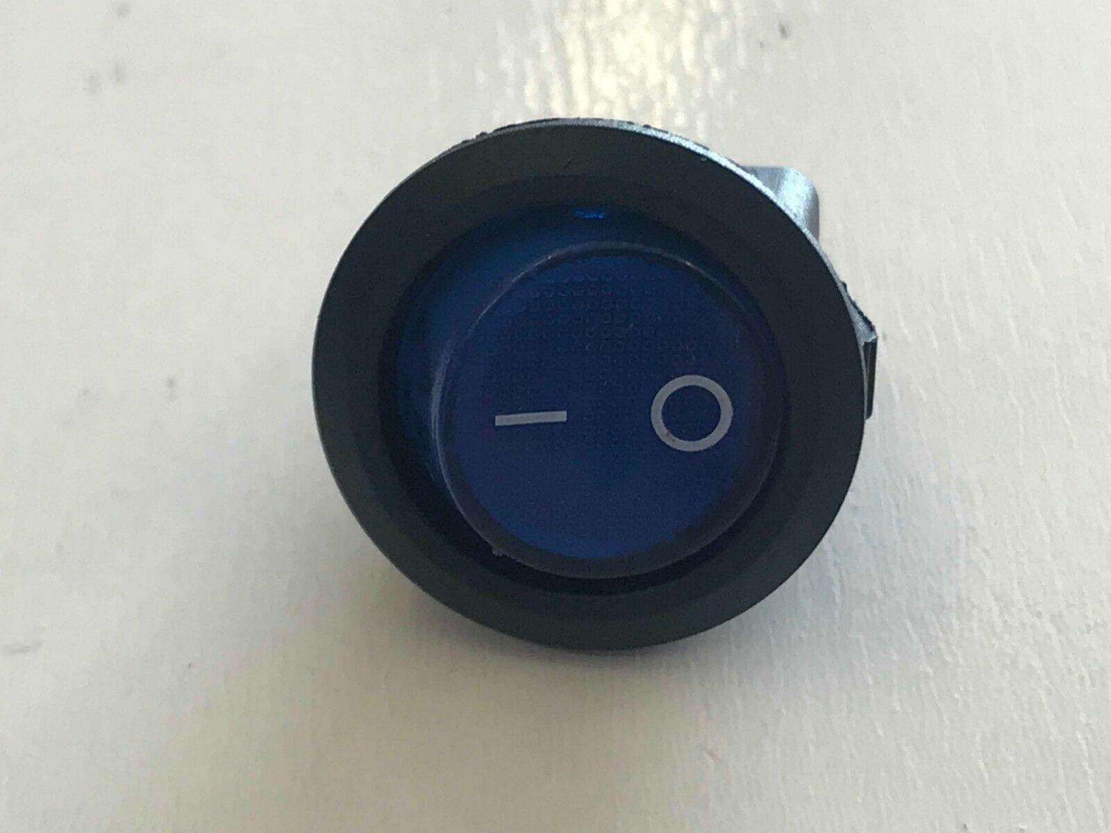 On Off Rocker Switch Blue Round Circular 12V 24V Illuminated Mure Sw.1Blue - Mid-Ulster Rotating Electrics Ltd