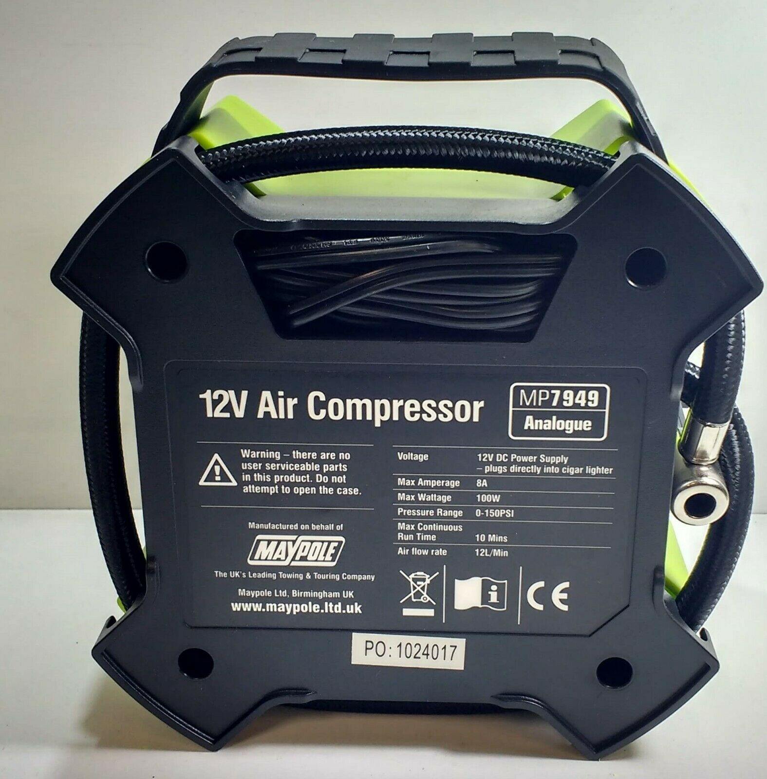 12V Portable Compact Air Compressor High Speed Inflation Genuine Maypole Mp7949 - Mid-Ulster Rotating Electrics Ltd