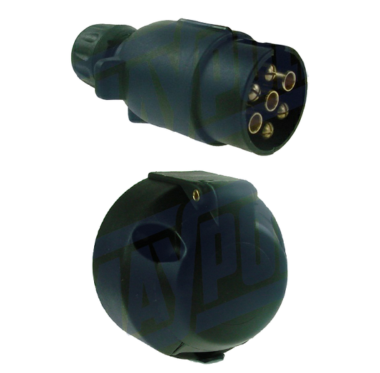 Maypole MP23B and MP21B black plastic 7 pin trailer plug and socket for towing cars and vans