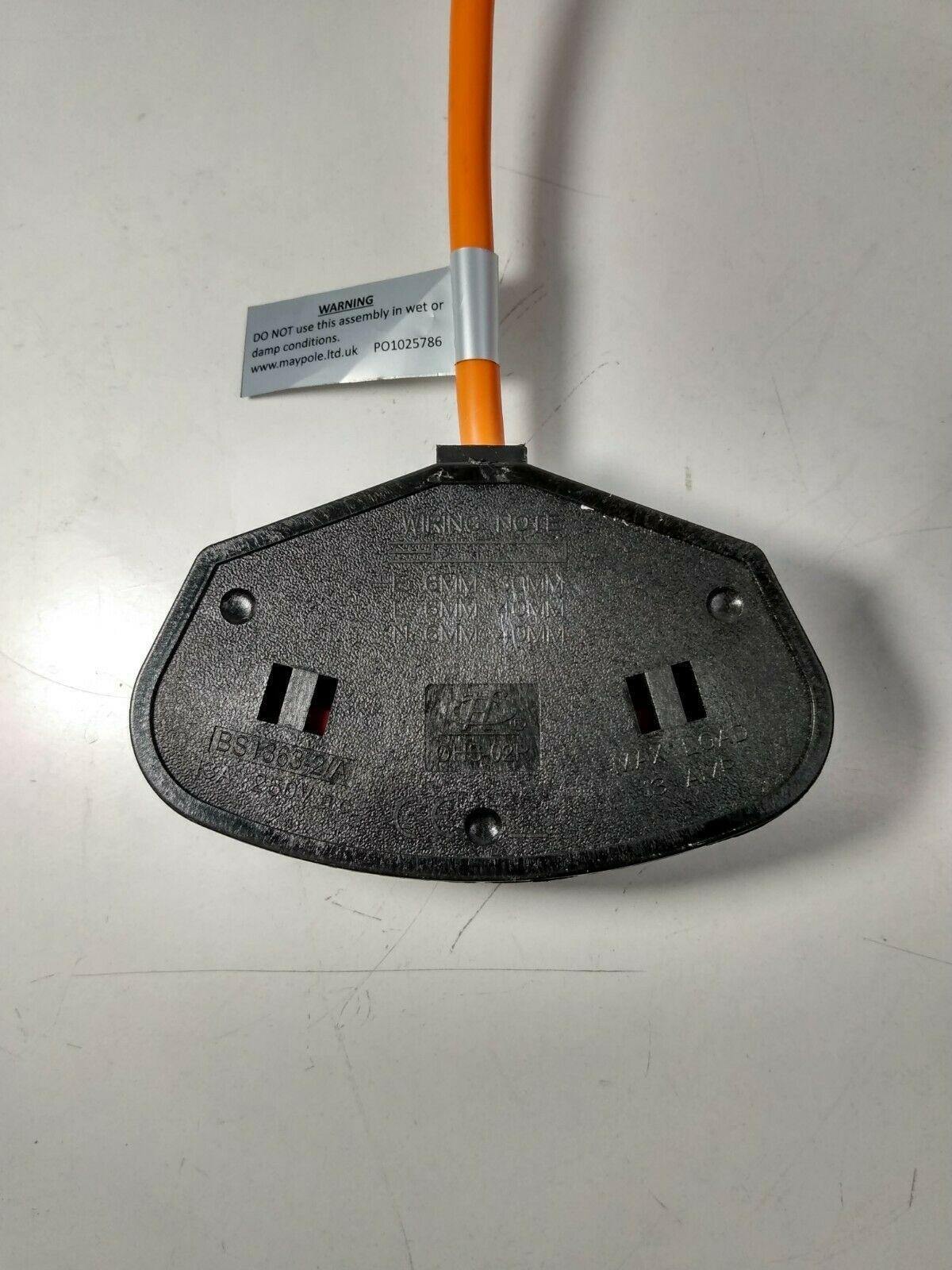 3 Pin Caravan Plug To 230V Double Socket 16A Adapter Genuine Maypole Mp3752B - Mid-Ulster Rotating Electrics Ltd