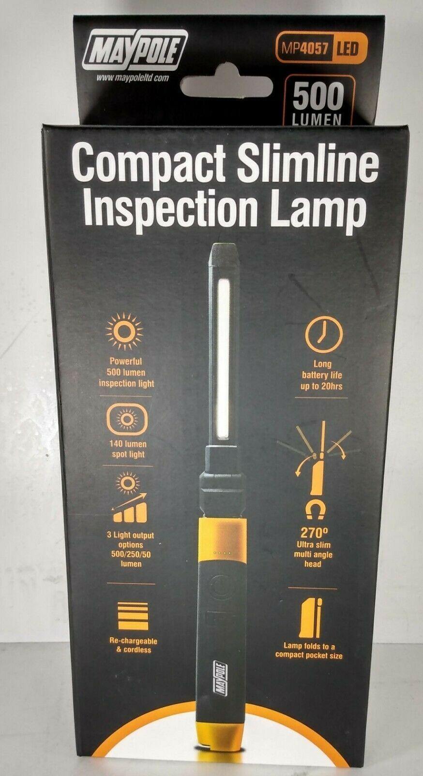 LED Slimline Foldable Inspection Hand Lamp Wand With LED Torch Maypole MP4057 - Mid-Ulster Rotating Electrics Ltd