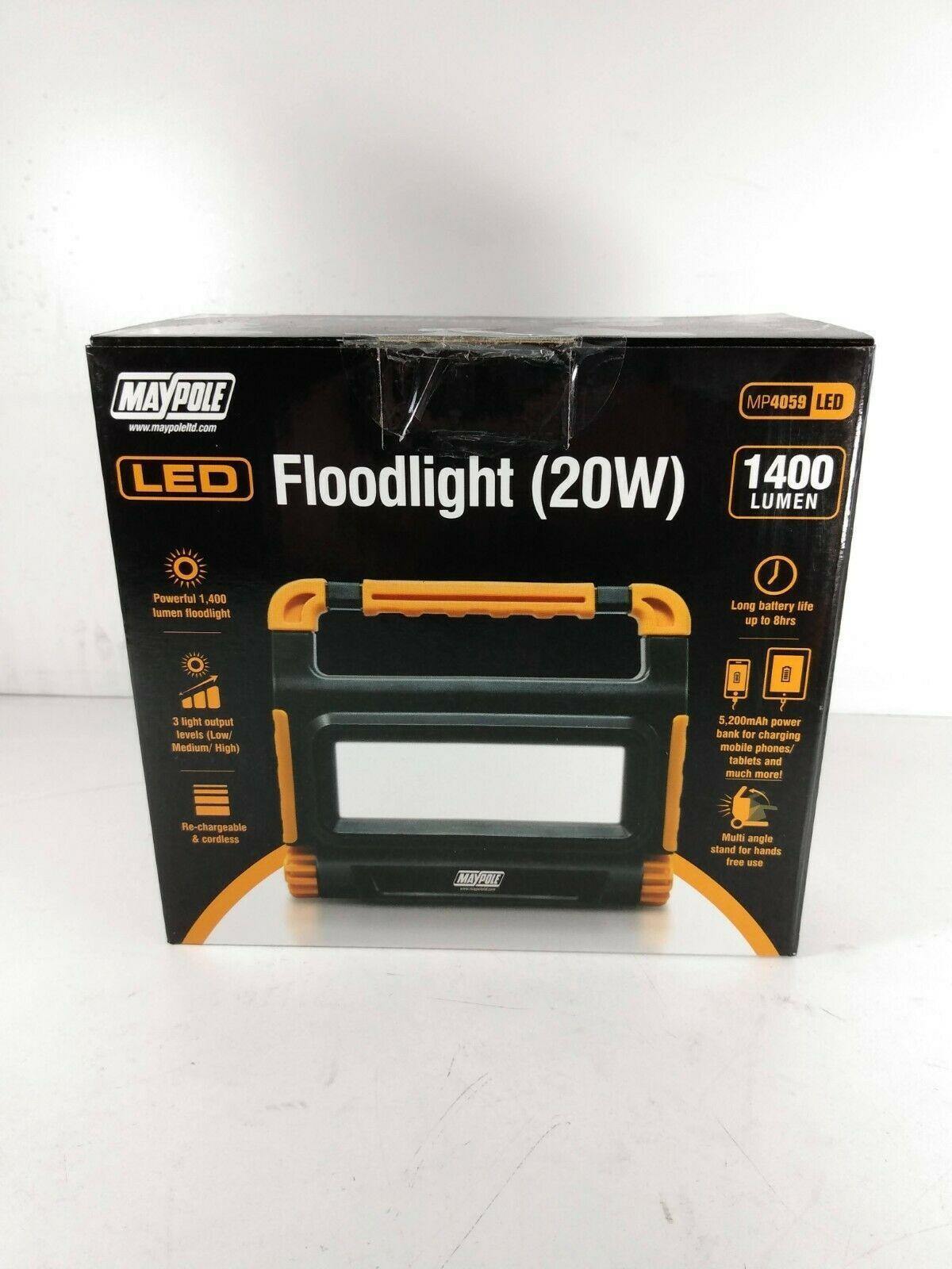 LED Slimline Work Light Portable Flood Lamp 20W and Power Bank Maypole MP4059 - Mid-Ulster Rotating Electrics Ltd
