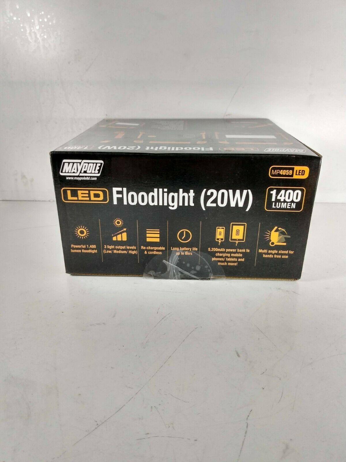 LED Slimline Work Light Portable Flood Lamp 20W and Power Bank Maypole MP4059 - Mid-Ulster Rotating Electrics Ltd