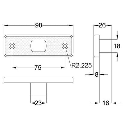 2 X Amber Led Side Marker Lamp Light With Reflector 12V 24V Was Maypole Mp8775B - Mid-Ulster Rotating Electrics Ltd