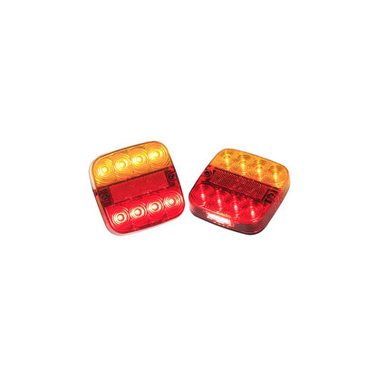 PAIR 12V SQUARE LED AUTOLAMPS STOP / TAIL / INDICATOR LAMP WITH REFLECTOR 99AR2
