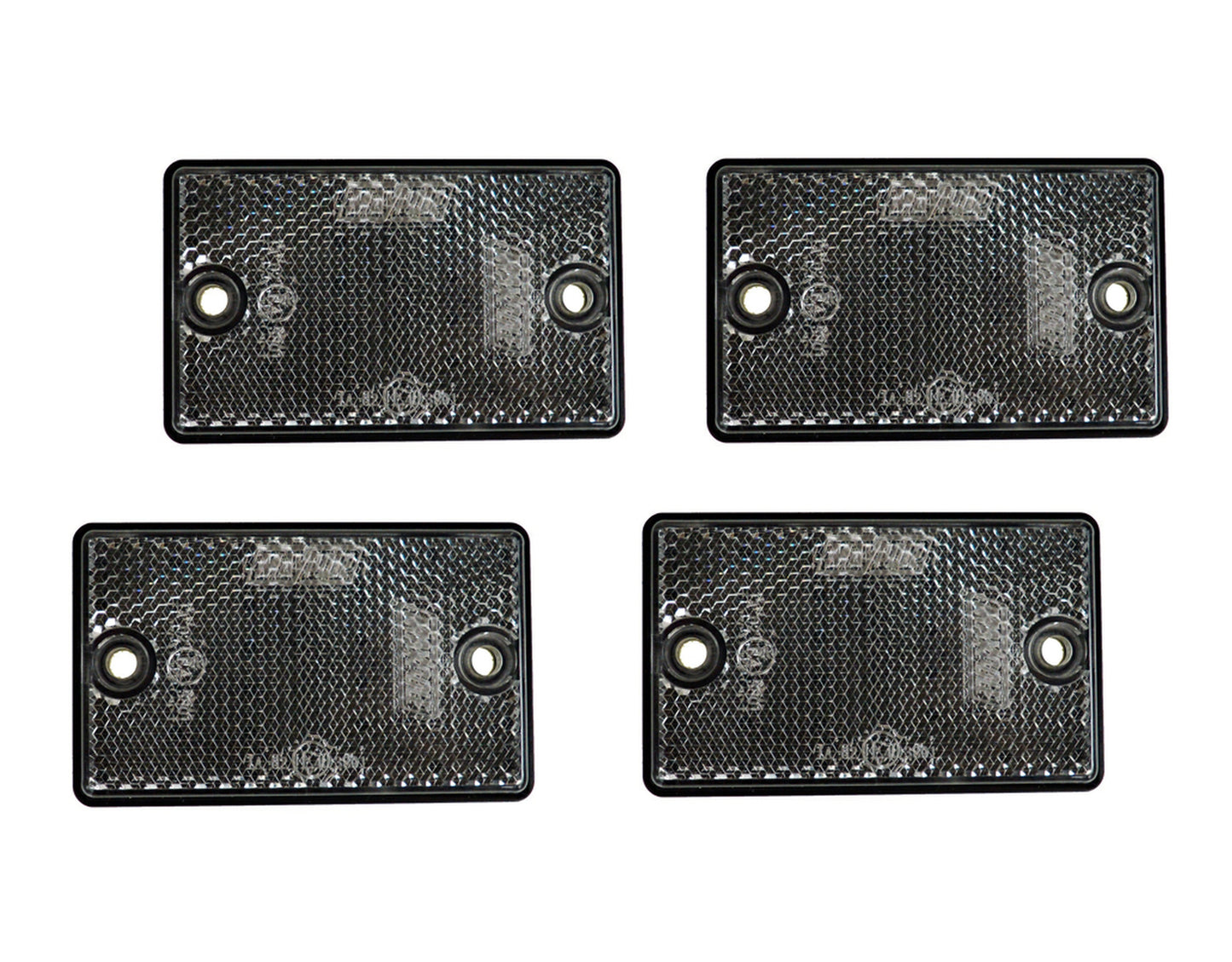 4 x Front White Reflector Screw Or Stick On Trailer Truck Horsebox Tractor Rectangle Maypole MP8721SSBx4
