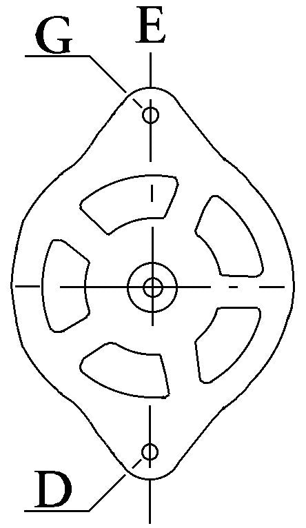 Line drawing of a new Wood Auto Supplies Ltd ALT10303 alternator rotor with letters G E and D by MURE