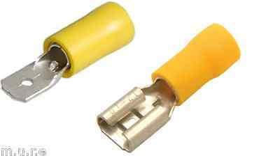 50 Male & 50 Female 6.3Mm Yellow Spade Connectors Crimp Ctie Uk T3Pof63508/M6350 - Mid-Ulster Rotating Electrics Ltd