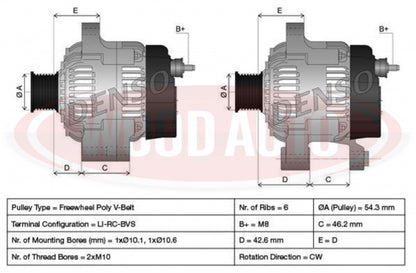 New Genuine DENSO 12v 150amp Alternator to fit Ford Focus 05 on Volvo Mazda 1.6/2.0L DENDAN930 - Mid-Ulster Rotating Electrics Ltd