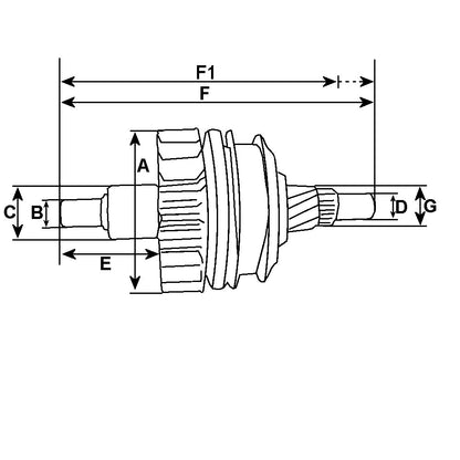 Starter Motor Drive Pinion Bendix Clutch Teeth HC-CARGO Replacing MITSUBISHI 60 Spline SDV37059 237105 - Mid-Ulster Rotating Electrics Ltd
