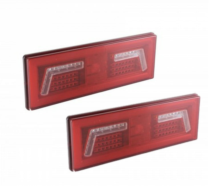 2 x RECTANGULAR 12v 24v LED REAR LAMPS  WITH STOP TAIL INDICATOR FOG REVERSE LIGHTS LED GLOBAL LG544 & LG545