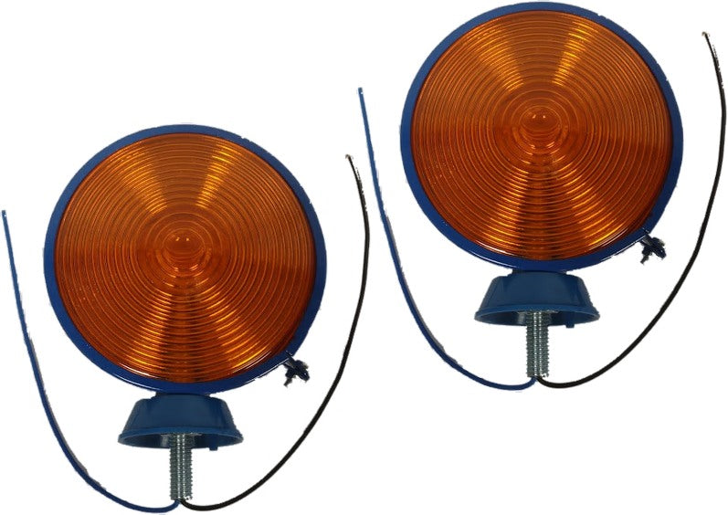 2 X Indicator Lollipop Lamps Amber Flasher Ford Tractor Blue QTP41888