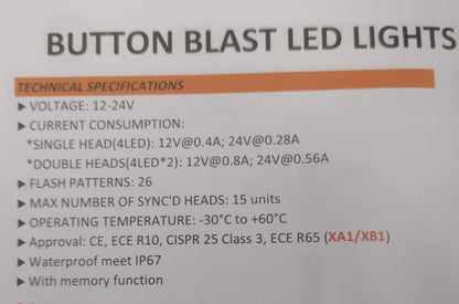 1 Set of Led Hideaway Amber Strobe Lights 12v 24v 26 Flash Patterns IP67 LED GLOBAL LG768