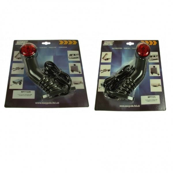 MAYPOLE 10-30V PAIR OF LED 90° RED/WHITE/AMBER OUTLINE MARKER LAMPS FOR USE ON TRAILER CARAVAN HORSEBOX ETC - MP7723BL + MP7723BR - Mid-Ulster Rotating Electrics Ltd