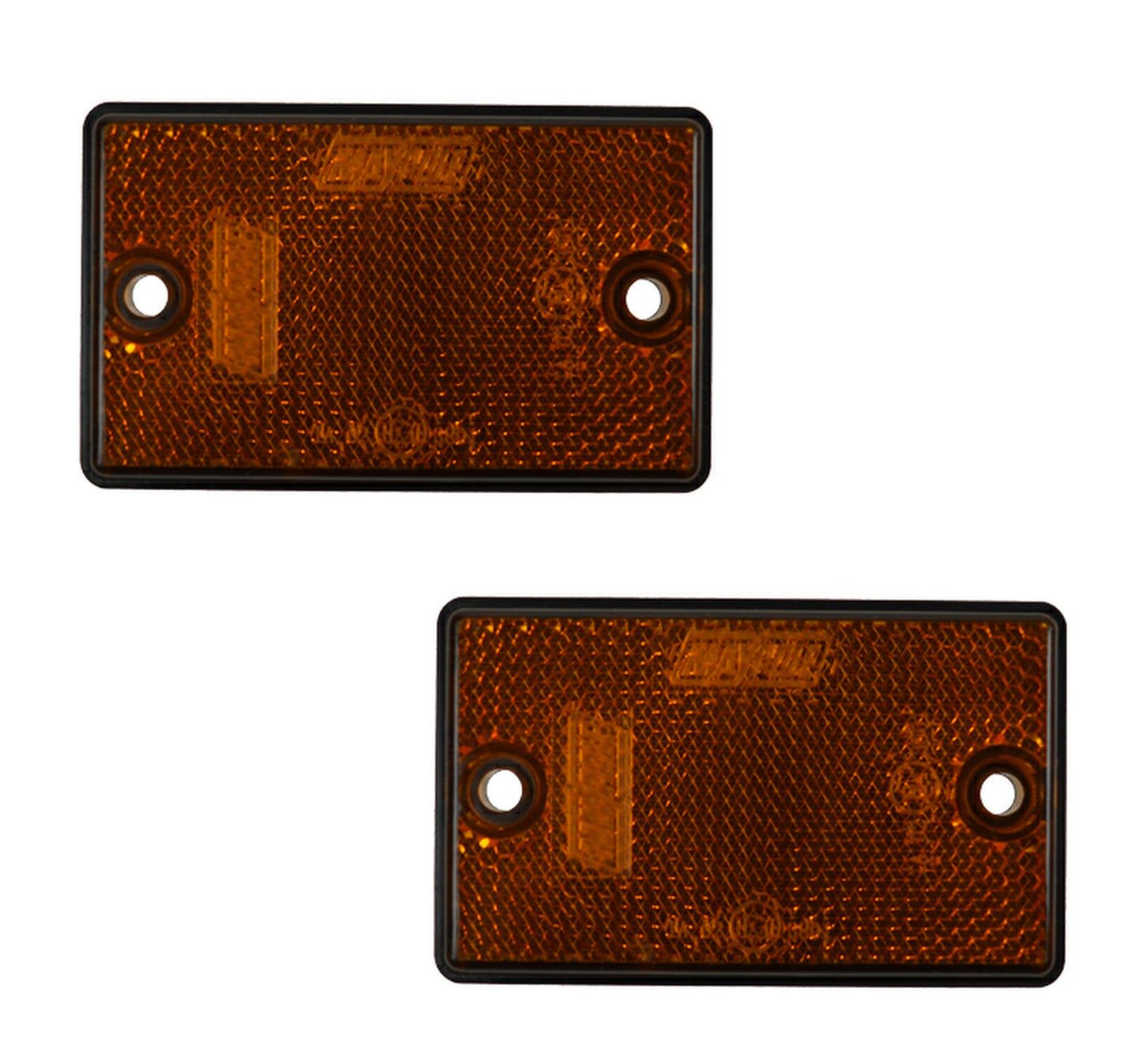 2 x Side Amber Reflector Screw Or Stick On Trailer Truck Horsebox Tractor Rectangle Maypole MP8723SSBx2