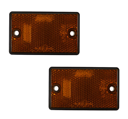 2 x Side Amber Reflector Screw Or Stick On Trailer Truck Horsebox Tractor Rectangle Maypole MP8723SSBx2