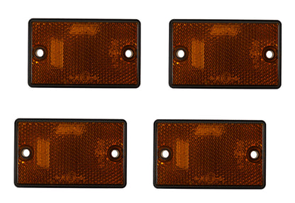 4 x Side Amber Reflector Screw Or Stick On Trailer Truck Horsebox Tractor Rectangle Maypole MP8723SSBx4