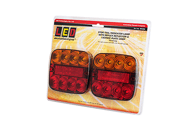 PAIR 12V SQUARE LED AUTOLAMPS STOP / TAIL / INDICATOR LAMP WITH REFLECTOR 99AR2 - Mid-Ulster Rotating Electrics Ltd