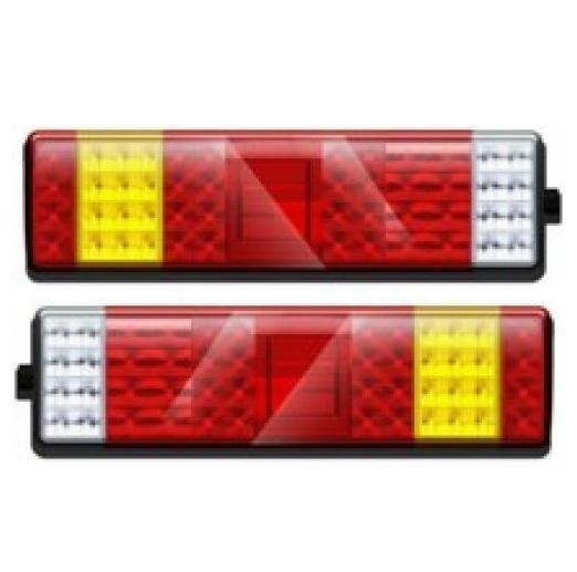 2 x RECTANGULAR 24v TRUCK TRAILER LED REAR LAMPS  WITH STOP TAIL INDICATOR FOG REVERSE LIGHTS LED GLOBAL LG553 & LG552 - Mid-Ulster Rotating Electrics Ltd