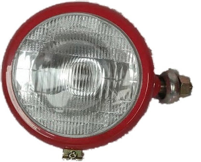 1 Set Of Tractor Headlights Plain Lens Red & Bulbs 40/45w 12V Fits Massey QTP1732 QTP1733