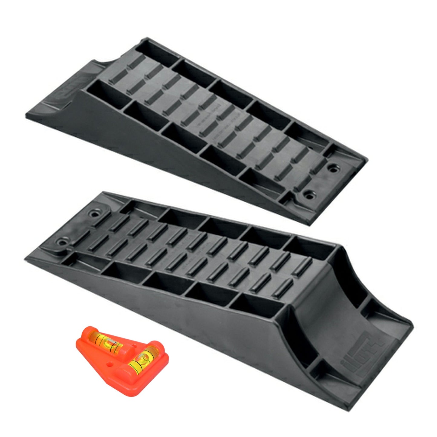 2 x Froli Level Ramps and Spirit Level for Caravans and Motorhomes 8000kgs Maypole MP4601 & MP835B