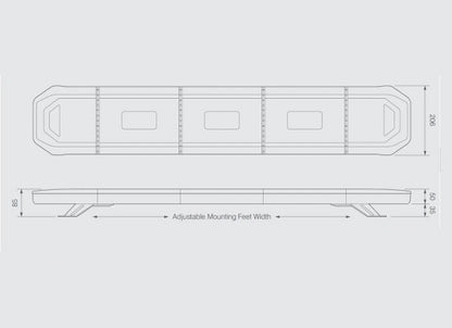 Led Clear Lens Slimline Amber Flashing Recovery Strobe Light Bar 4 Bolt Fixing 862mm Lightbar Roof Bar LA-B862 - Mid-Ulster Rotating Electrics Ltd